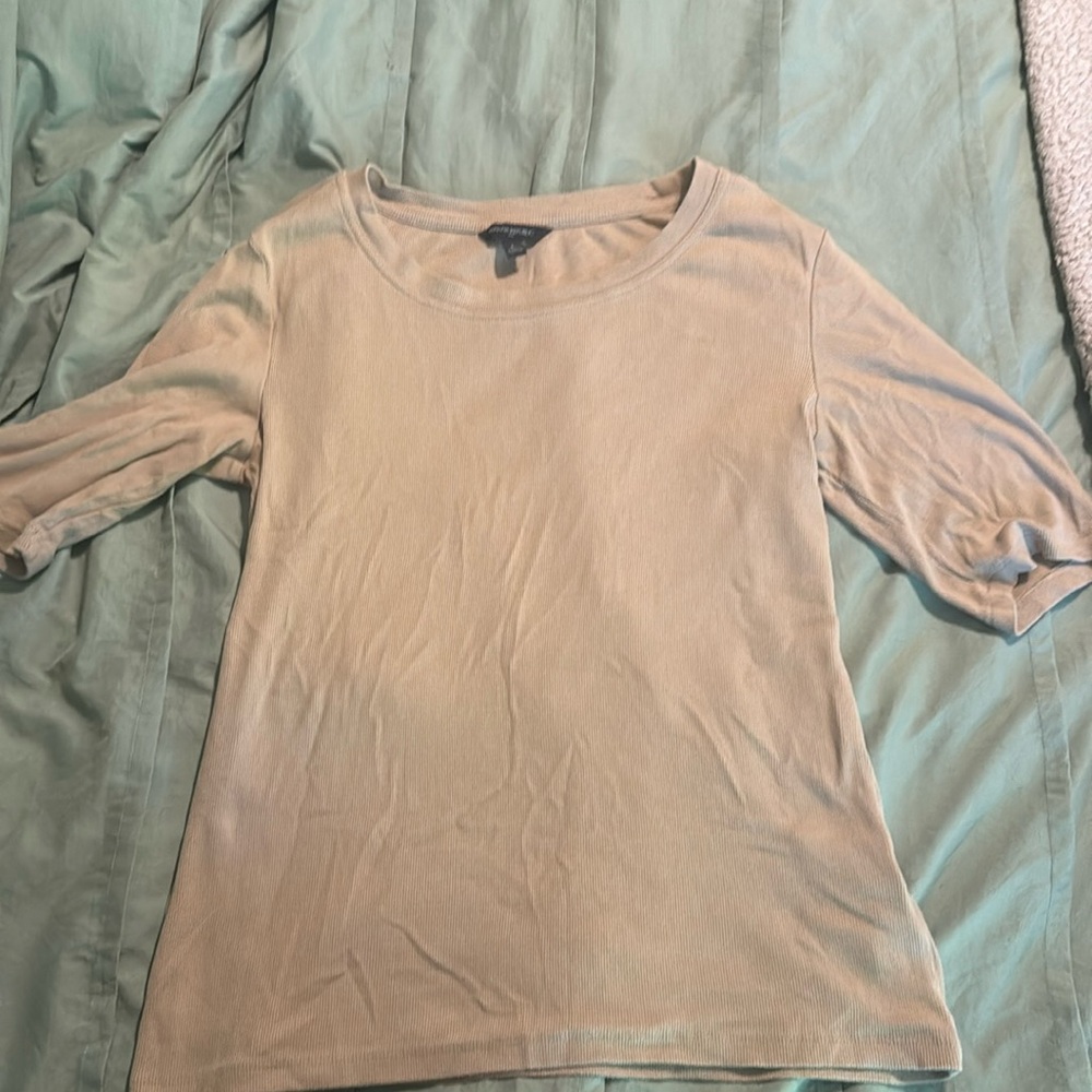 RIBBED ELBOW-SLEEVE T-SHIRT